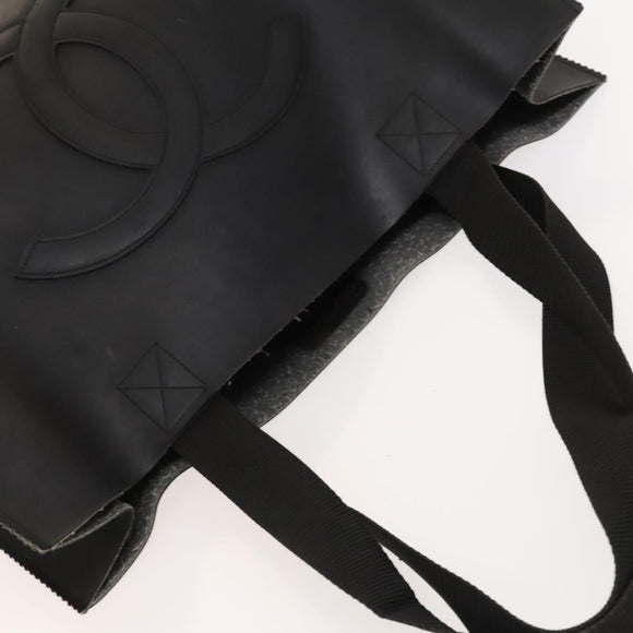 CHANEL COCO Mark Tote Bag rubber Black CC Auth bs25982