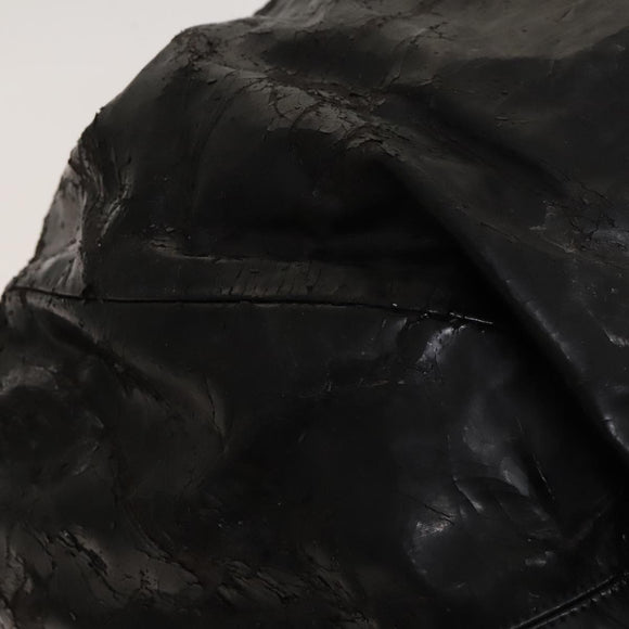 CHANEL Shoulder Bag Enamel Black Silver CC Auth bs25984