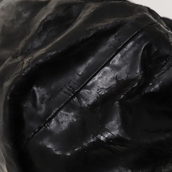 CHANEL Shoulder Bag Enamel Black Silver CC Auth bs25984