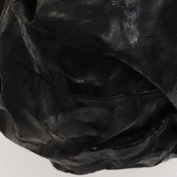 CHANEL Shoulder Bag Enamel Black Silver CC Auth bs25984