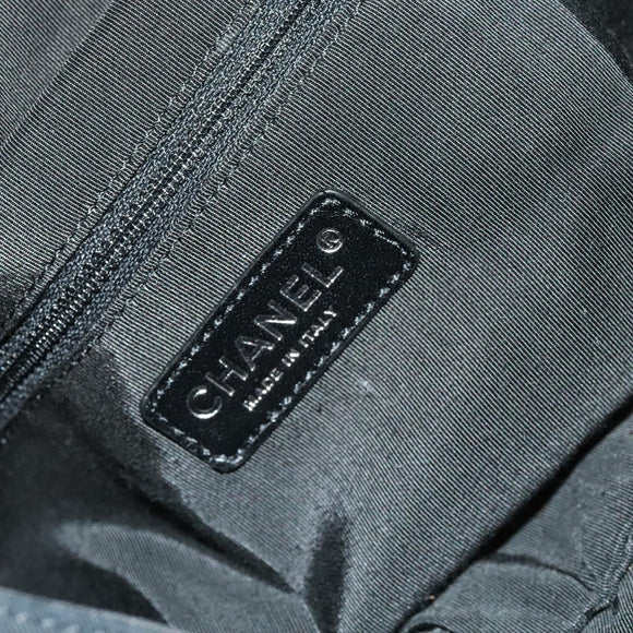 CHANEL Shoulder Bag Enamel Black Silver CC Auth bs25984