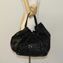 CHANEL Shoulder Bag Enamel Black Silver CC Auth bs25984-22