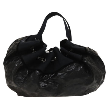 CHANEL Shoulder Bag Enamel Black Silver CC Auth bs25984 - 0