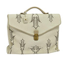 BOTTEGA VENETA Hand Bag Leather White Gold Auth bs25987-1