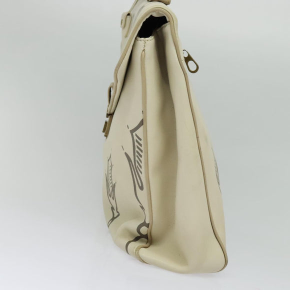 BOTTEGA VENETA Hand Bag Leather White Gold Auth bs25987