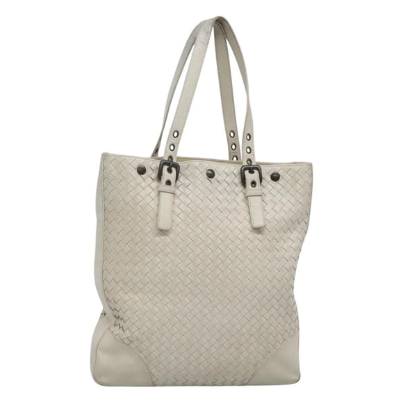 BOTTEGA VENETA INTRECCIATO Tote Bag Leather White Auth bs25990