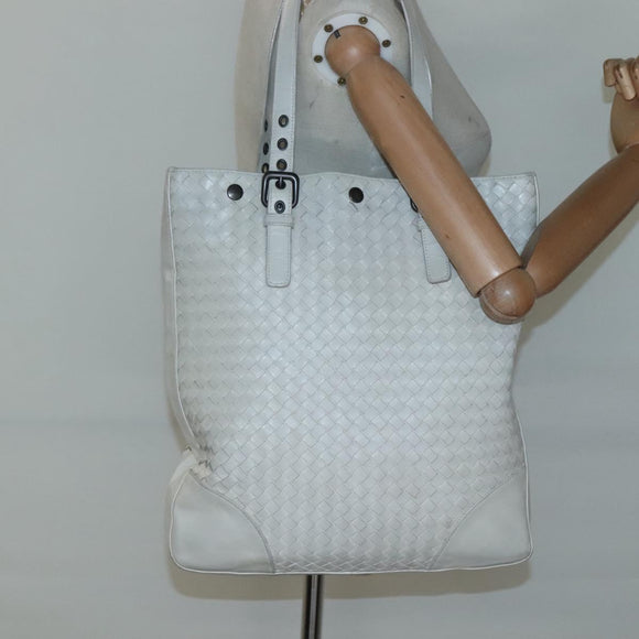BOTTEGA VENETA INTRECCIATO Tote Bag Leather White Auth bs25990