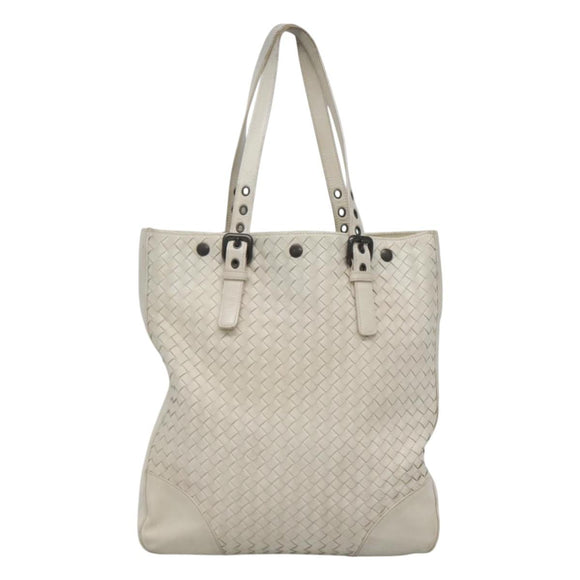 BOTTEGA VENETA INTRECCIATO Tote Bag Leather White Auth bs25990