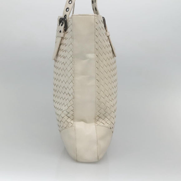 BOTTEGA VENETA INTRECCIATO Tote Bag Leather White Auth bs25990