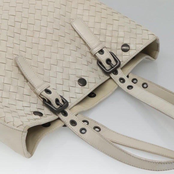 BOTTEGA VENETA INTRECCIATO Tote Bag Leather White Auth bs25990
