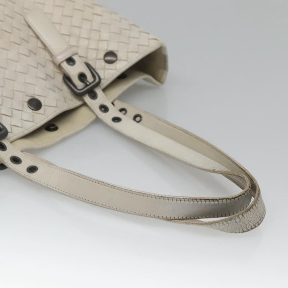 BOTTEGA VENETA INTRECCIATO Tote Bag Leather White Auth bs25990