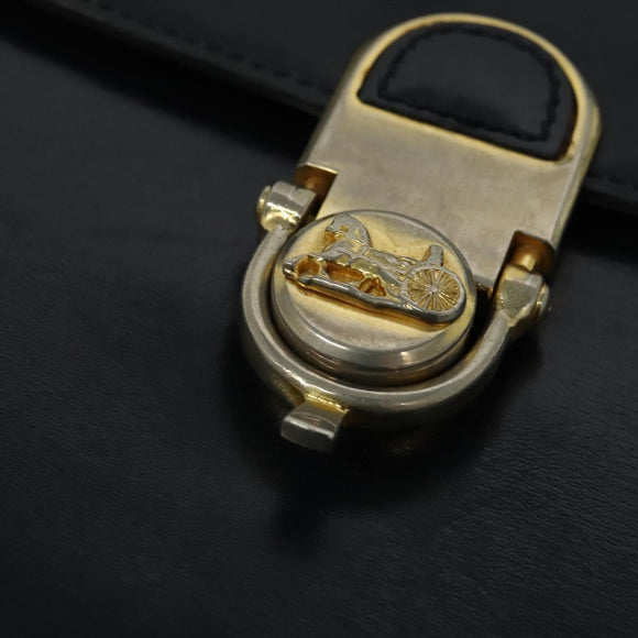 CELINE Shoulder Bag Leather Navy Gold Auth bs25995