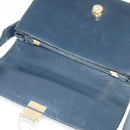 CELINE Shoulder Bag Leather Navy Gold Auth bs25995-10