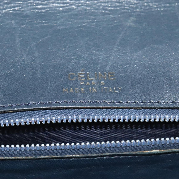 CELINE Shoulder Bag Leather Navy Gold Auth bs25995