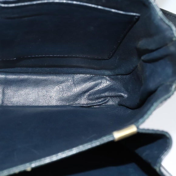 CELINE Shoulder Bag Leather Navy Gold Auth bs25995