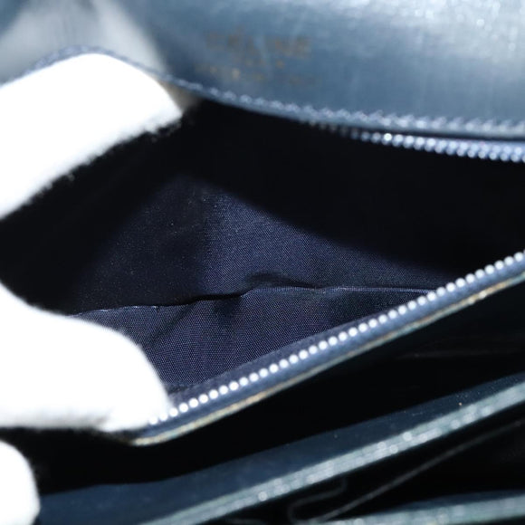 CELINE Shoulder Bag Leather Navy Gold Auth bs25995