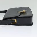 CELINE Shoulder Bag Leather Navy Gold Auth bs25995-3