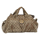 GUCCI GG Crystal Hand Bag Coated Canvas Beige Gold 197020 Auth bs25997-1