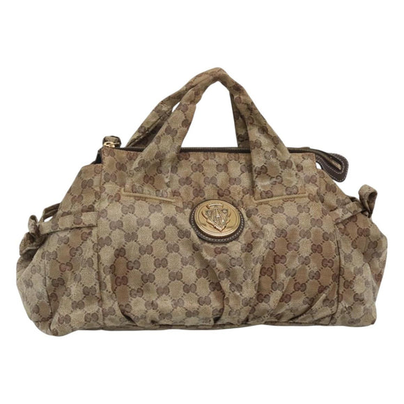 GUCCI GG Crystal Hand Bag Coated Canvas Beige Gold 197020 Auth bs25997