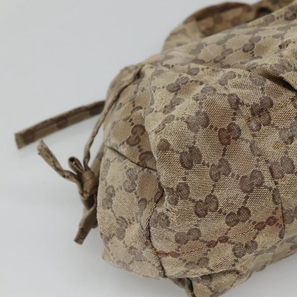 GUCCI GG Crystal Hand Bag Coated Canvas Beige Gold 197020 Auth bs25997