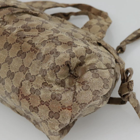 GUCCI GG Crystal Hand Bag Coated Canvas Beige Gold 197020 Auth bs25997