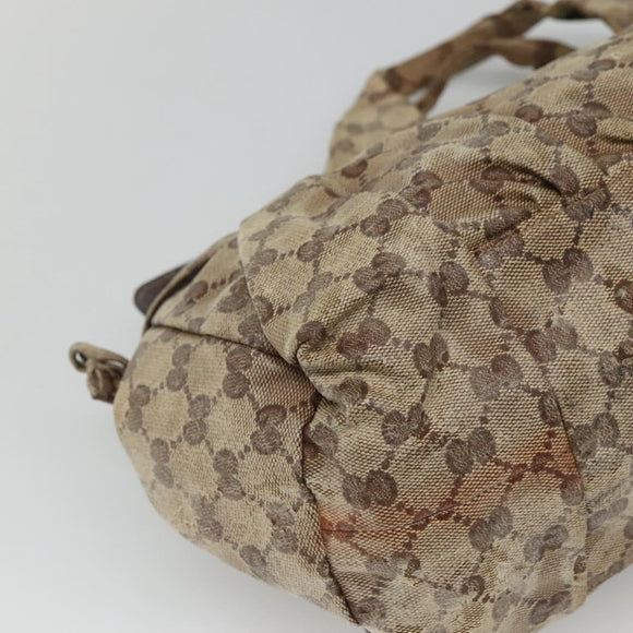 GUCCI GG Crystal Hand Bag Coated Canvas Beige Gold 197020 Auth bs25997