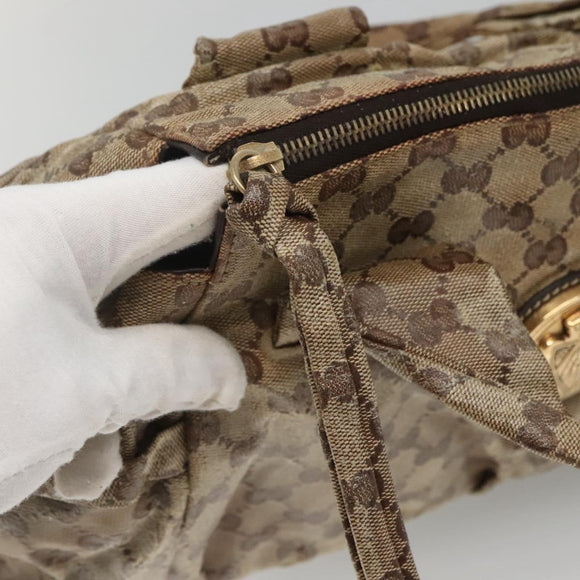 GUCCI GG Crystal Hand Bag Coated Canvas Beige Gold 197020 Auth bs25997
