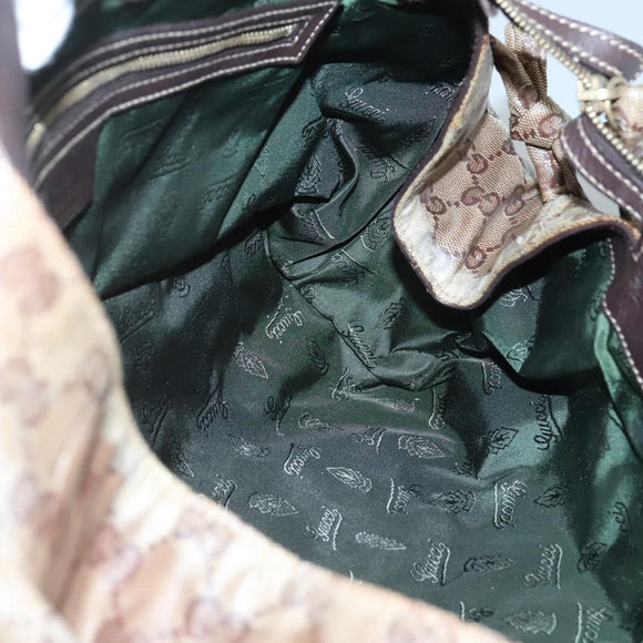 GUCCI GG Crystal Hand Bag Coated Canvas Beige Gold 197020 Auth bs25997