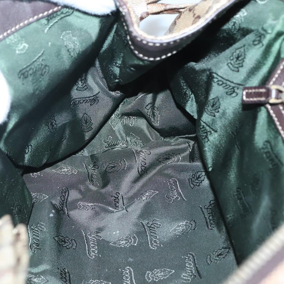 GUCCI GG Crystal Hand Bag Coated Canvas Beige Gold 197020 Auth bs25997