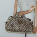 GUCCI GG Crystal Hand Bag Coated Canvas Beige Gold 197020 Auth bs25997-21