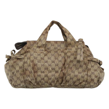 GUCCI GG Crystal Hand Bag Coated Canvas Beige Gold 197020 Auth bs25997 - 0