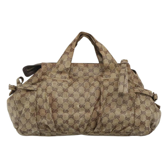 GUCCI GG Crystal Hand Bag Coated Canvas Beige Gold 197020 Auth bs25997