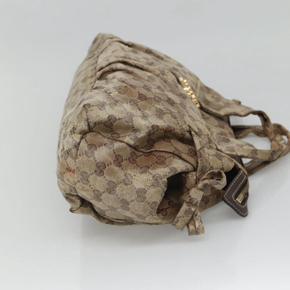 GUCCI GG Crystal Hand Bag Coated Canvas Beige Gold 197020 Auth bs25997