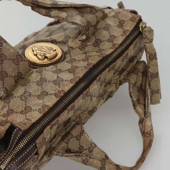 GUCCI GG Crystal Hand Bag Coated Canvas Beige Gold 197020 Auth bs25997
