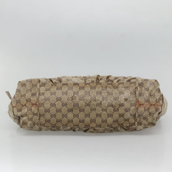 GUCCI GG Crystal Hand Bag Coated Canvas Beige Gold 197020 Auth bs25997