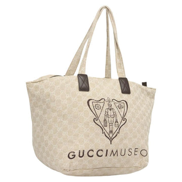 GUCCI GG Canvas Tote Bag Beige Silver 283416 Auth bs25999