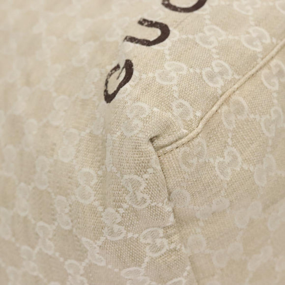 GUCCI GG Canvas Tote Bag Beige Silver 283416 Auth bs25999