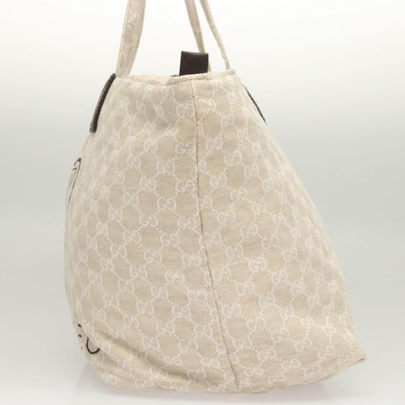 GUCCI GG Canvas Tote Bag Beige Silver 283416 Auth bs25999