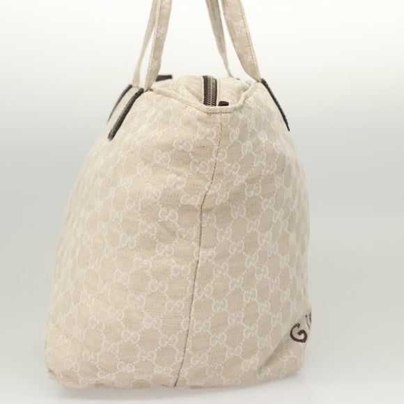 GUCCI GG Canvas Tote Bag Beige Silver 283416 Auth bs25999
