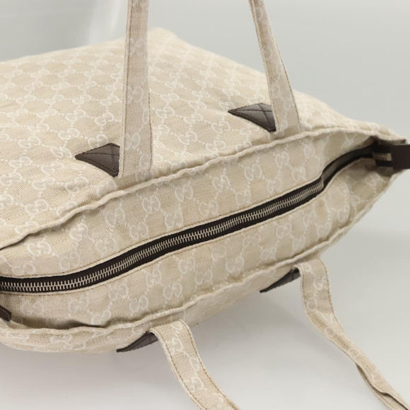 GUCCI GG Canvas Tote Bag Beige Silver 283416 Auth bs25999