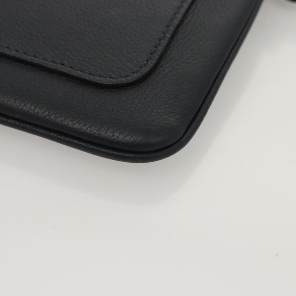 VERSACE Clutch Bag Leather Navy Gold Auth bs26002