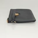 VERSACE Clutch Bag Leather Navy Gold Auth bs26002-4