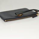 VERSACE Clutch Bag Leather Navy Gold Auth bs26002-5