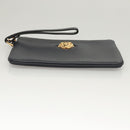 VERSACE Clutch Bag Leather Navy Gold Auth bs26002-6