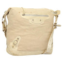 BALENCIAGA The Day Shoulder Bag Canvas Beige Silver 141175 Auth bs26003-1