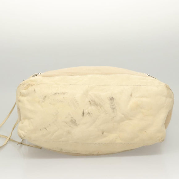 BALENCIAGA The Day Shoulder Bag Canvas Beige Silver 141175 Auth bs26003