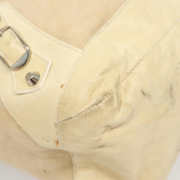 BALENCIAGA The Day Shoulder Bag Canvas Beige Silver 141175 Auth bs26003