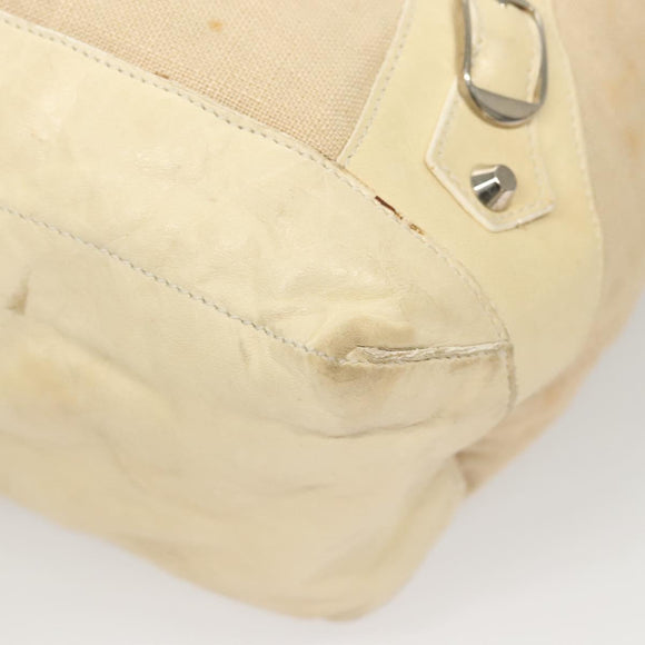 BALENCIAGA The Day Shoulder Bag Canvas Beige Silver 141175 Auth bs26003