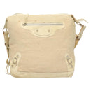BALENCIAGA The Day Shoulder Bag Canvas Beige Silver 141175 Auth bs26003-2