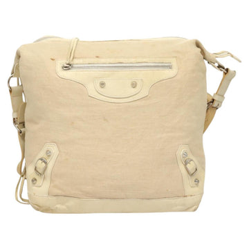 BALENCIAGA The Day Shoulder Bag Canvas Beige Silver 141175 Auth bs26003 - 0